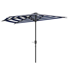Half Umbrella Outdoor Patio Umbrella, Small Balcony Umbrella, Vented Half Patio Umbrella With Crank 8 Ribs, Porch Umbrella For Garden Deck Poolsi (Option: Navy Blue)
